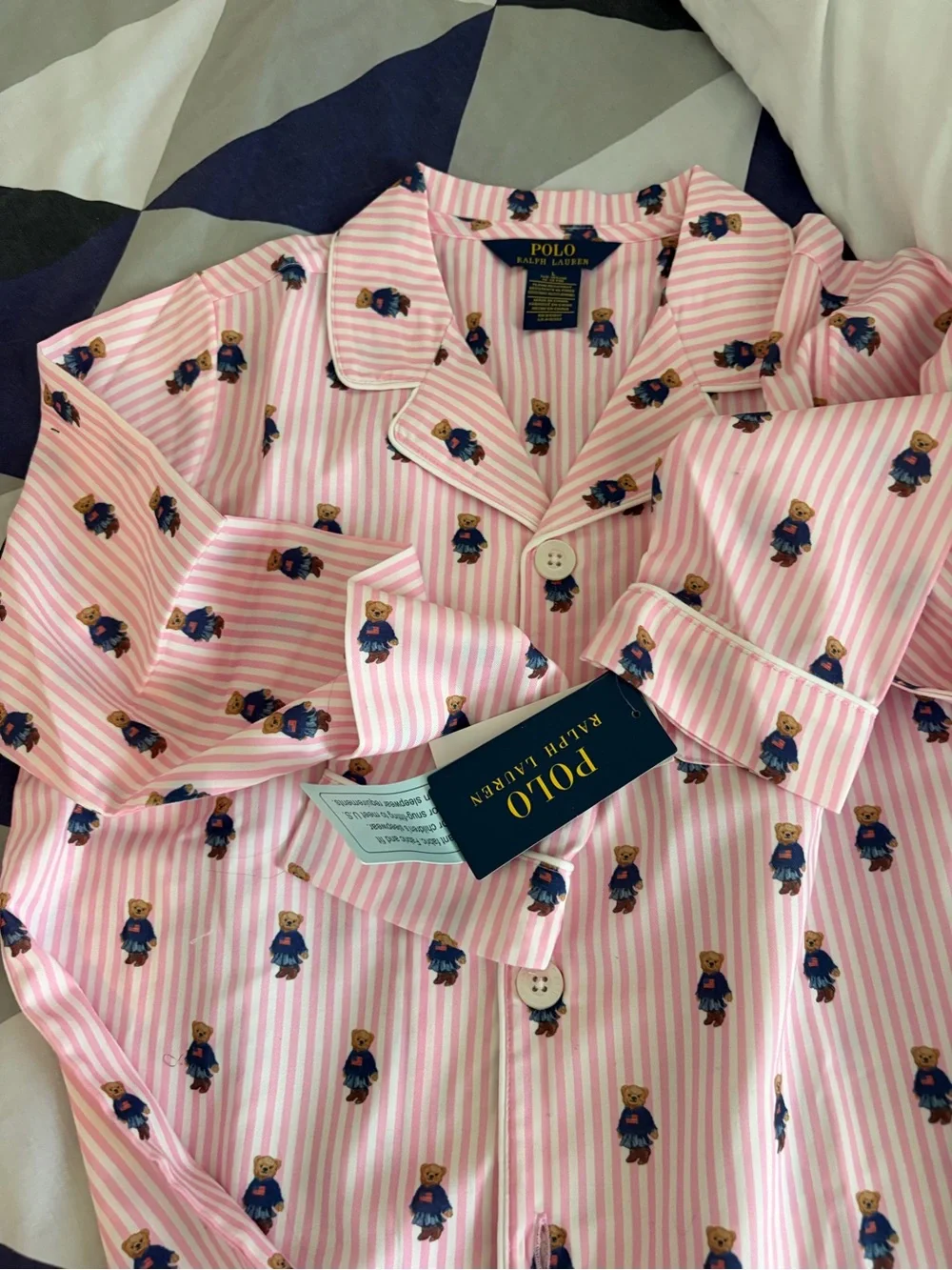 NWT Polo by Ralph Lauren Pink & White Striped Bear Polo